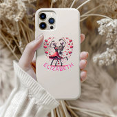 Dancing Skeleton & Pink Heart Valentijns op maat Case-Mate iPhone Case