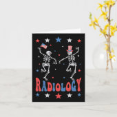 Dancing Skeleton Radiology X-ray Tech Patriotic 4t Kaart (Gele Bloem)