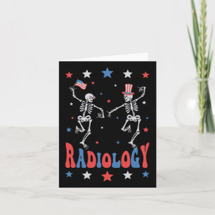 Dancing Skeleton Radiology X-ray Tech Patriotic 4t Kaart