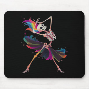 Dancing Skeleton Rainbow Ballerina Halloween Muismat