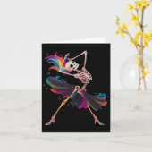 Dancing Skeleton Rainbow Llerina Halloween Kaart (Gele Bloem)