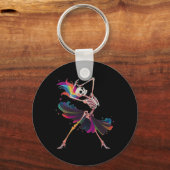 Dancing Skeleton Rainbow Llerina Halloween Sleutelhanger (Voorkant)