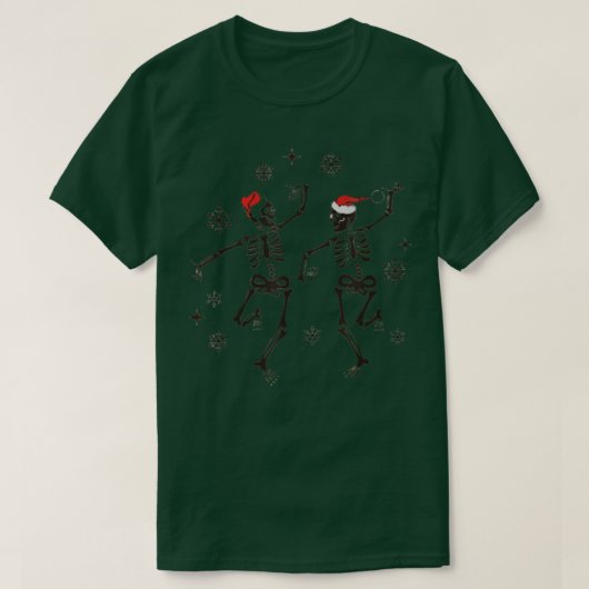 Dancing Skeleton Santa Hat with Snow Merry Christm T-shirt (Design voorkant)