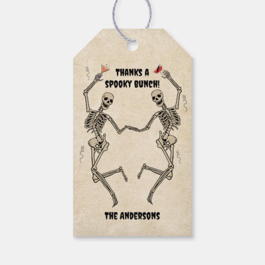  Dancing Skeleton Spooky Gothic Halloween Cadeaulabel (Achterkant)