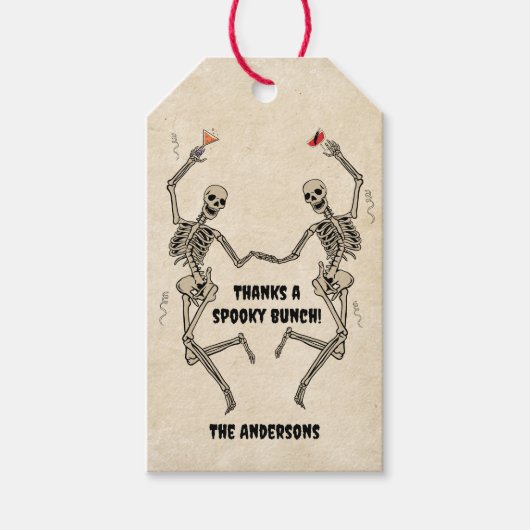  Dancing Skeleton Spooky Gothic Halloween Cadeaulabel (Voorkant)