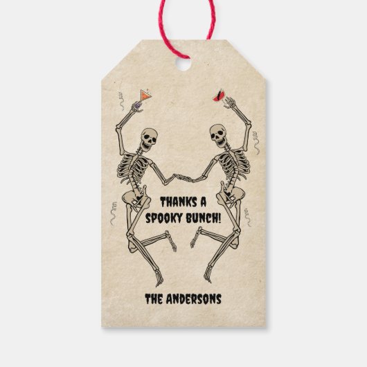  Dancing Skeleton Spooky Gothic Halloween Cadeaulabel (Achterkant)
