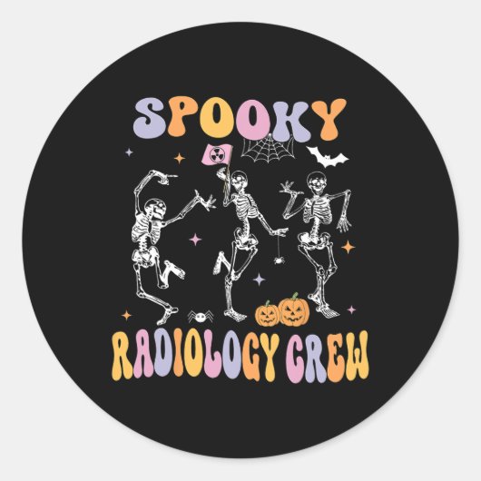 Dancing Skeleton Spooky Radiology Crew X-ray Tech Ronde Sticker (Voorkant)