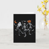 Dancing Skeleton Spooky Seizoen Kaart (Gele Bloem)