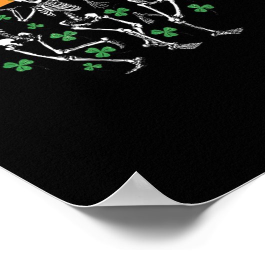 Dancing Skeleton St Paddy's Day Ierse bier drinken Poster (Hoek)