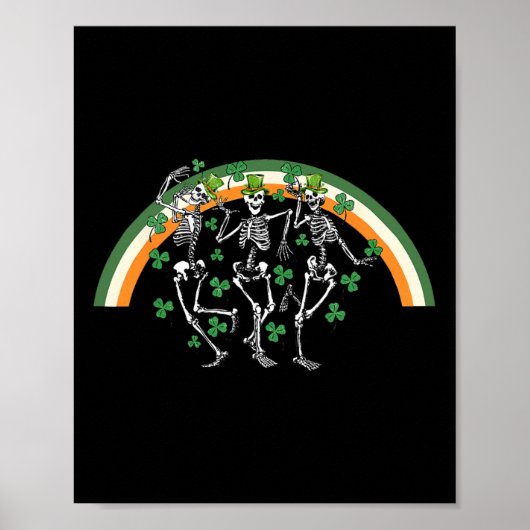 Dancing Skeleton St Paddy's Day Ierse bier drinken Poster (Voorkant)