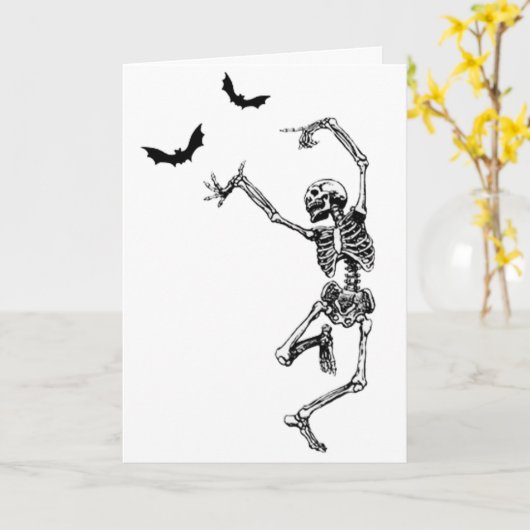 Dancing Skeleton Verjaardag Kaart (Gele Bloem)