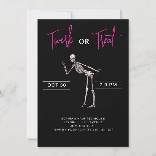 Dancing Skeleton Volwassen Meisjes Halloween Party Kaart (Voorkant)