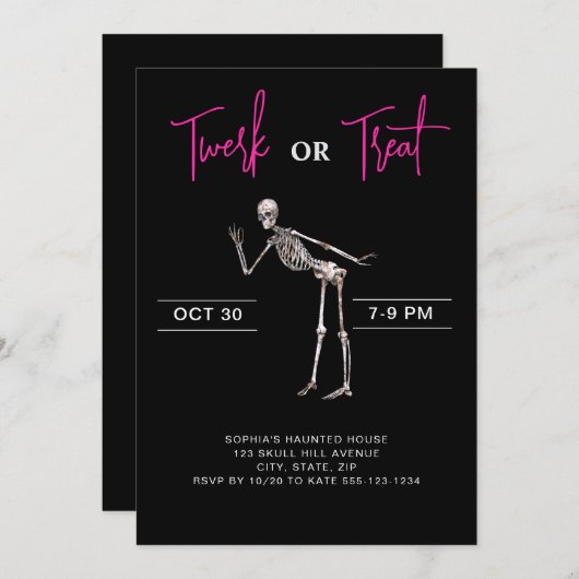 Dancing Skeleton Volwassen Meisjes Halloween Party Kaart (Voorkant / Achterkant)