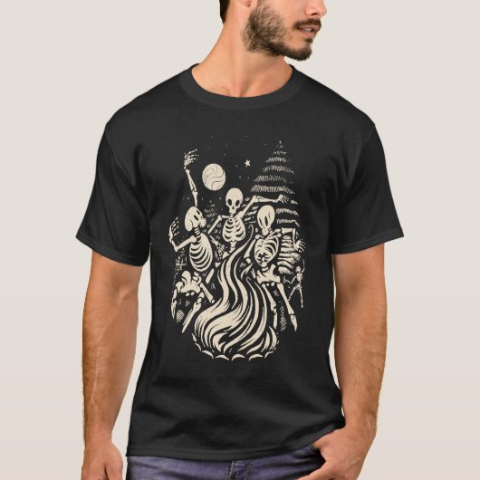 Dancing Skeletons Bones Under the Moon Wicca Wicca T-shirt (Voorkant)
