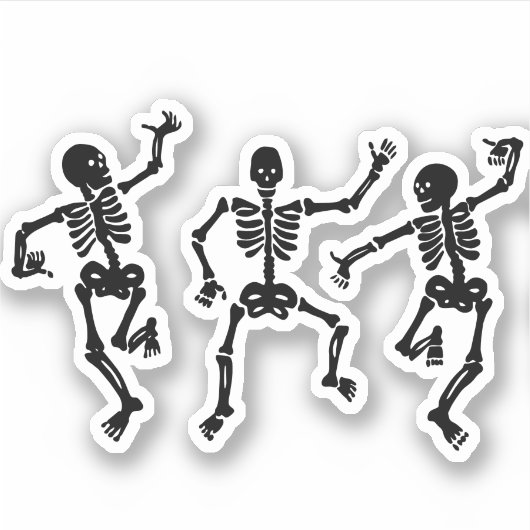 Dancing Skeletons design Sticker (Voorkant)