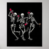 Dancing Skeletons Drinking Wine Lover Funny Hallow Poster (Voorkant)