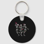 Dancing Skeletons Drinking Wine Lover Funny Hallow Sleutelhanger (Voorkant)