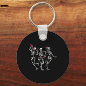 Dancing Skeletons Drinking Wine Lover Funny Hallow Sleutelhanger (Voorkant)