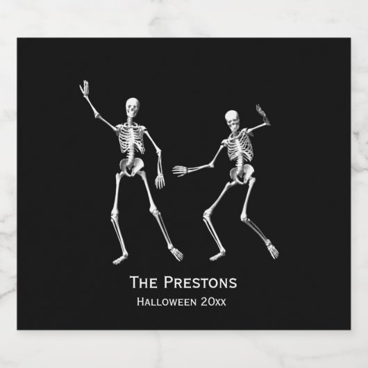 Dancing Skeletons Halloween Bierlabel Zwart Bier Etiket (Enkel label)