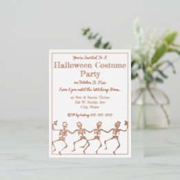 Dancing Skeletons Halloween-feest Folie Uitnodiging Briefkaart