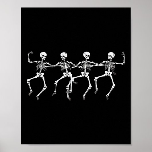 Dancing Skeletons Halloween Party Skeleton Funny Poster (Voorkant)