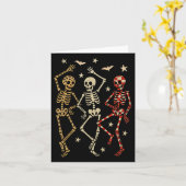 Dancing Skeletons Spooky Season Halloween Leopard Kaart (Gele Bloem)