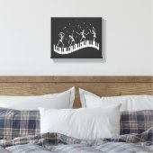 Dancing Skeletons Toetsenbord Muziek Docent Zwart Canvas Afdruk (Insitu (Slaapkamer))