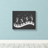 Dancing Skeletons Toetsenbord Muziek Docent Zwart Canvas Afdruk (Insitu (Houten vloer))