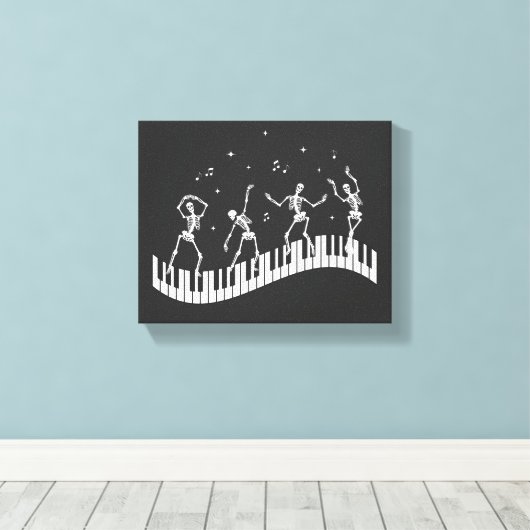 Dancing Skeletons Toetsenbord Muziek Docent Zwart Canvas Afdruk (Insitu (Houten vloer))