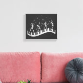 Dancing Skeletons Toetsenbord Muziek Docent Zwart Canvas Afdruk (Insitu (Woonkamer))