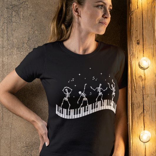 Dancing Skeletons Toetsenbord Muziek Leraar T-shir T-shirt
