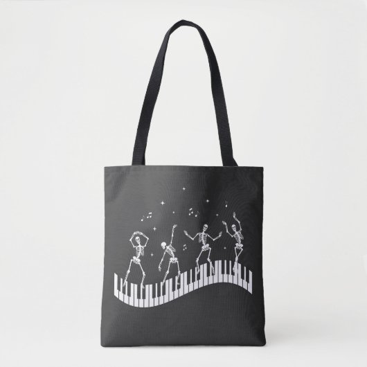Dancing Skeletons Toetsenbord Muziek Leraar T-shir Tote Bag (Voorkant)
