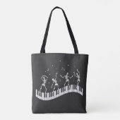 Dancing Skeletons Toetsenbord Muziek Leraar T-shir Tote Bag (Achterkant)