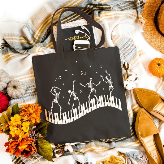 Dancing Skeletons Toetsenbord Muziek Leraar T-shir Tote Bag