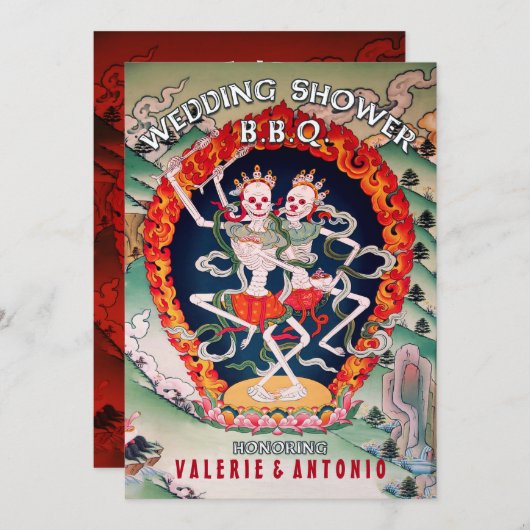 Dancing Skeletons Trouwdouche BBQ Uitnodigingen (Voorkant / Achterkant)