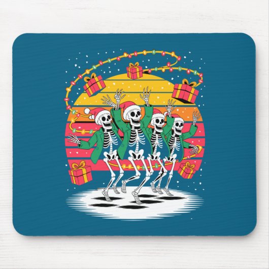Dancing Skeletons With Santa Hats Christmas Lights Muismat (Voorkant)