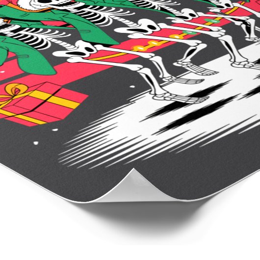 Dancing Skeletons With Santa Hats Christmas Lights Poster (Hoek)