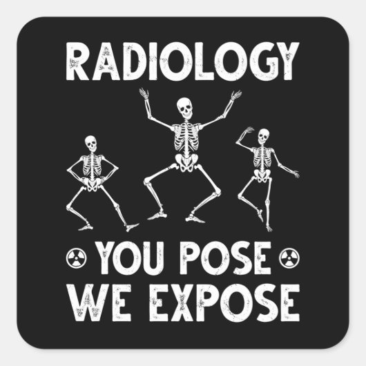 Dancing Skeletons Xray Radiology Humor Vierkante Sticker (Voorkant)