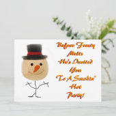 Dancing Snowman Kerstuitnodiging Kaart (Staand voorkant)