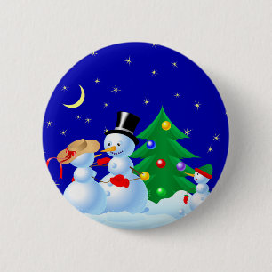 Dancing Snowmen Ronde Button 5,7 Cm