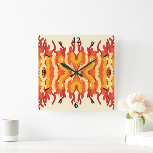 Dancing Sunburst Pop van kleur Abstracte kunst Vierkante Klok (Huis)