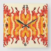 Dancing Sunburst Pop van kleur Abstracte kunst Vierkante Klok (Voorkant)