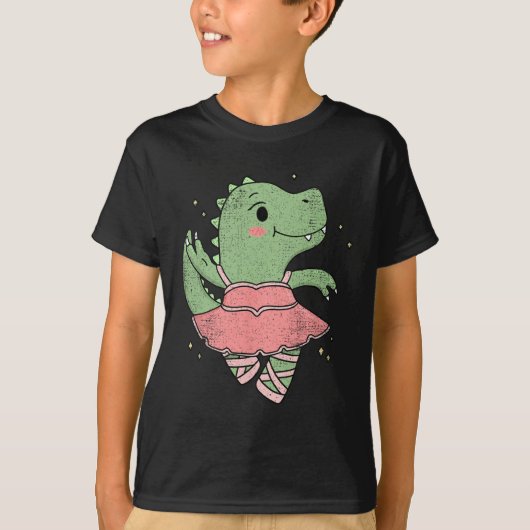 Dancing T-rex Dinosaur Llerina For Llet Dancer Vin T-shirt (Voorkant)