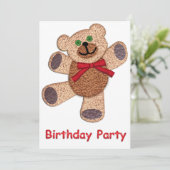Dancing Teddy Bear Birthday Party Kaart (Staand voorkant)