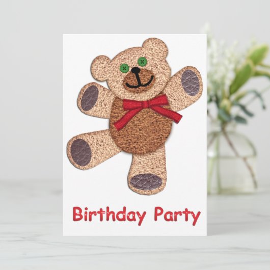 Dancing Teddy Bear Birthday Party Kaart (Staand voorkant)