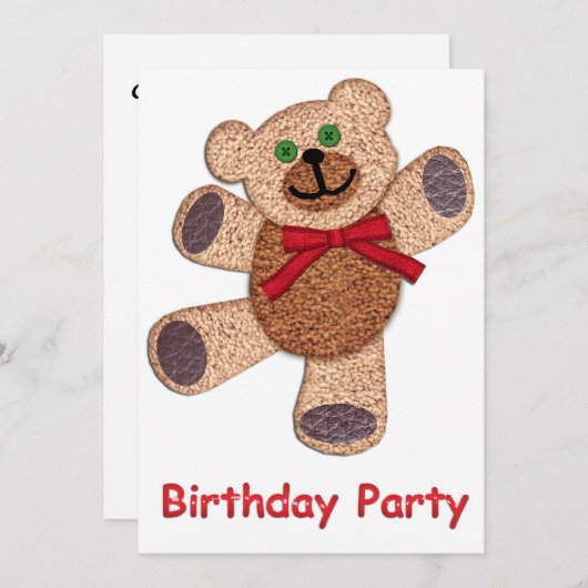Dancing Teddy Bear Birthday Party Kaart (Voorkant / Achterkant)