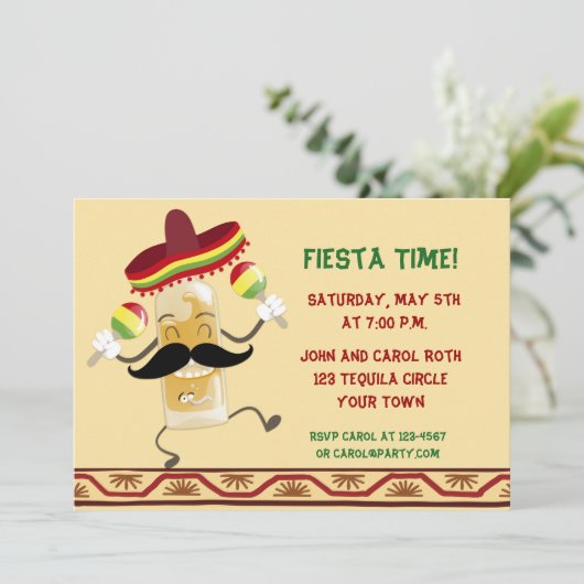 Dancing Tequila Bottle Fiesta Kaart (Staand voorkant)