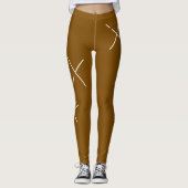 Dancing The Day Soft White&Brown Minimal X Art Leggings (Voorkant)