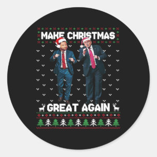 Dancing Trump Santa en DJ Vance maken kerstfeest Ronde Sticker