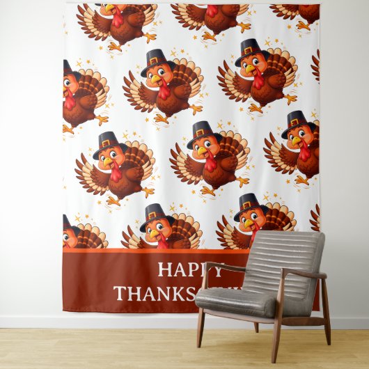 Dancing Turkey Wandkleed (In situ)